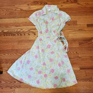 Lilly Pulitzer wrap dress pink green floral cats size 4